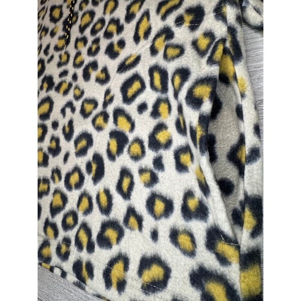 Leopard Print Fleece Hoodie Men’s Small Cozy Sherpa Pullover - Picture 3 of 5